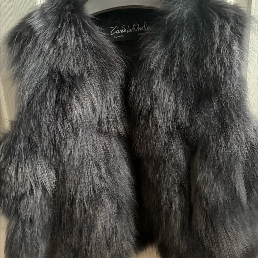 Zara Rhodes Gray Fur Vest